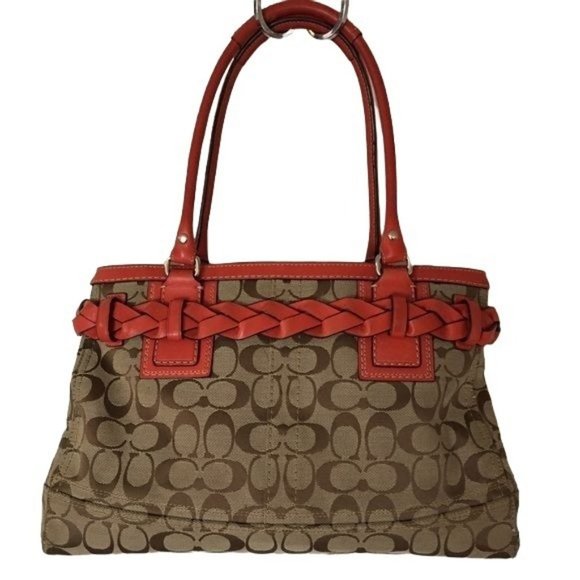 Coach Hamptons Signature C Orange Leather Purse - Picture 2 of 15